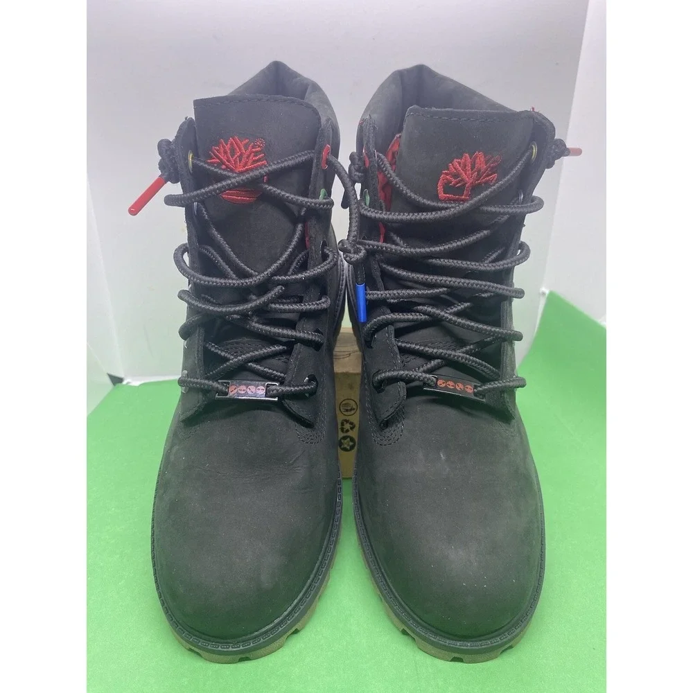 Timberland 6 inch Premium Boots Black Patch Youth Junior TB0A2A75 001 Boys Sz 7